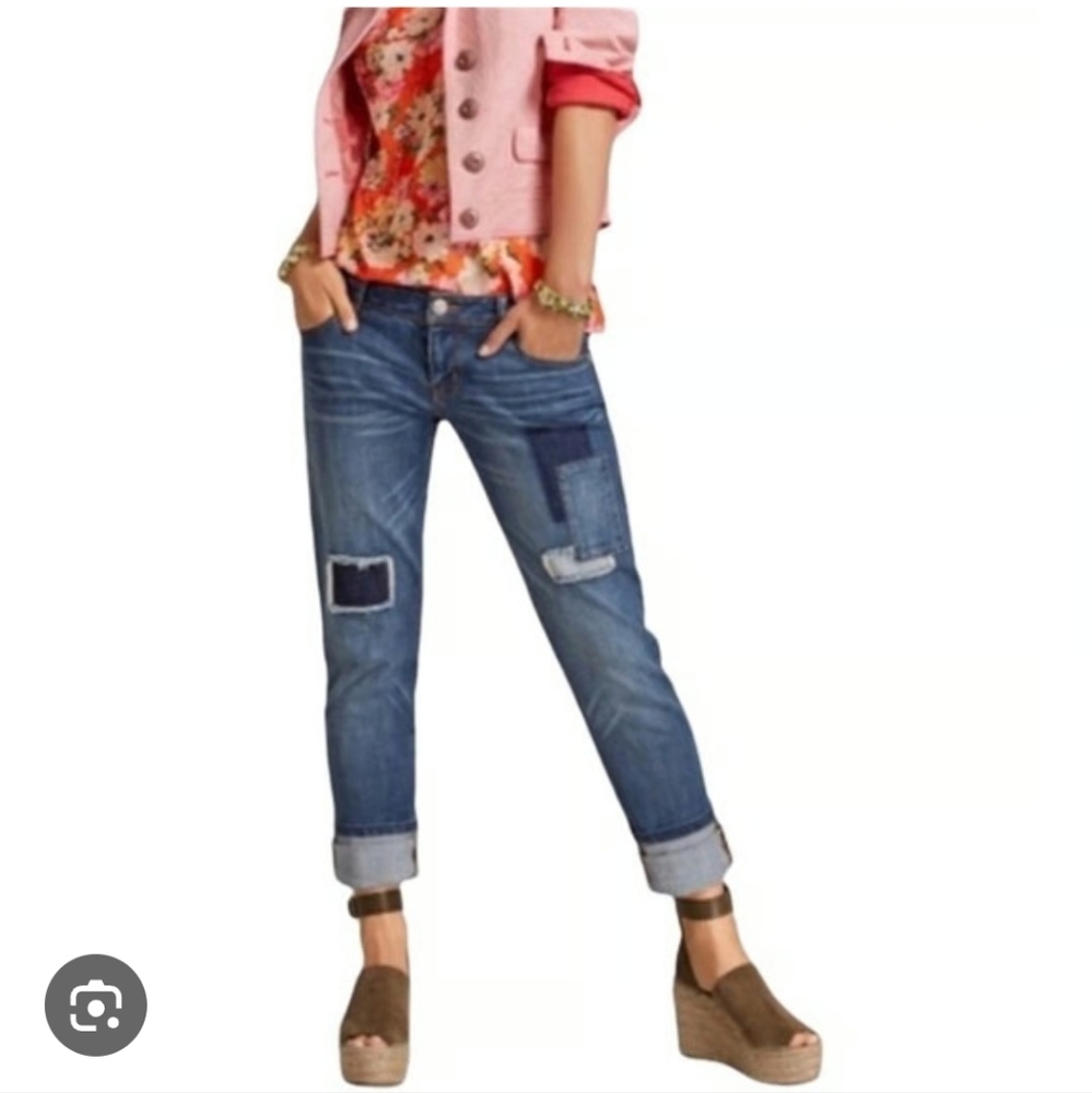 CABI SLIM BOYFRIEND PATCHWORK JEANS denim Boho 4 Spell Revolve Classy